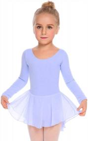 img 3 attached to Классические танцевальные платья с длинным рукавом Zaclotre для девочек, балетный купальник с юбкой