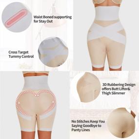img 1 attached to High Waisted Tummy Control Seamless Body Shaper With Thigh Slimming Short Underwear For Women By MOVWIN