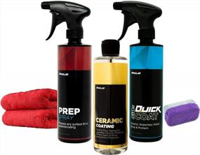 img 4 attached to PROJE' Premium Ceramic Coating Car Care Kit - SiO2 Waterless Wash, Prep Spray & Microfiber Towels!