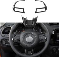 🔥 premium carbon fiber grain steering wheel cover trim for jeep renegade & compass (2015-2019, 2017-2019) - 3pcs interior accessories логотип