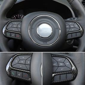 img 2 attached to 🔥 Premium Carbon Fiber Grain Steering Wheel Cover Trim for Jeep Renegade & Compass (2015-2019, 2017-2019) - 3PCS Interior Accessories