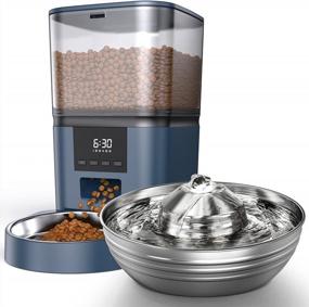 img 4 attached to Convenient & Hygienic: Oneisall Cat Water Fountain And Automatic Feeder Set For Cats & Dogs!