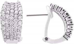 img 4 attached to Stunning 14K White Gold Earrings With Round And Baguette Diamonds