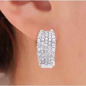 img 3 attached to Stunning 14K White Gold Earrings With Round And Baguette Diamonds
