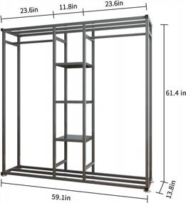 img 2 attached to UDEAR Large Freestanding Metal Garment Rack With 6 Shelves, 2 Hanging Racks For Clothes, Shoes And Bags - Open Wardrobe Closet Storage Organizer For Entryway And Room In Sleek Black Design