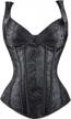 kimring women's gothic jacquard shoulder straps tank overbust corset bustiers 2 logo