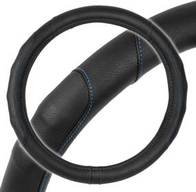 img 3 attached to Motor Trend Grip Drive Pro Comfort Grip Steering Wheel Cover (Black/Blue Stitching) - Ultimate Protection for Small Size Steering Wheels in Cars, SUVs, Boats (13.5-14.5'')