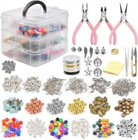 img 4 attached to 📿 1171 Piece Jewelry Making Kit with Beads, Charms, Findings, Pliers, and Beading Wire - Ideal for Necklace, Earring, Bracelet Creation and Repair | Jewelry Crafting Tools Set for Women, Girls, and Adults
