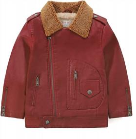 img 4 attached to Модно и уютно: зимние кожаные куртки LJYH для девочек с отворотами из искусственной овчины