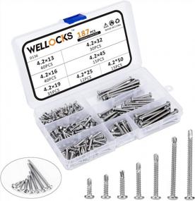 img 4 attached to WELLOCKS Self Drilling Screws M4.2 Pan Head 13-50Mm Length Stainless Strong Tek Screws Self Driller Assortment Kit Set With Storage Box For Attaches Sheet Metal Steel 187 Pcs (D136)