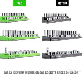 img 1 attached to 🧲 OEMTOOLS 22488 6-Pack Magnetic Socket Organizers Set for SAE and Metric Drives, Tool Box Socket Organizer for 1/4", 3/8", and 1/2" Drive Sockets, Black and Green