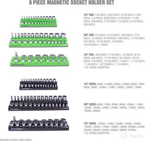 img 3 attached to 🧲 OEMTOOLS 22488 6-Pack Magnetic Socket Organizers Set for SAE and Metric Drives, Tool Box Socket Organizer for 1/4", 3/8", and 1/2" Drive Sockets, Black and Green