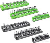 🧲 oemtools 22488 6-pack magnetic socket organizers set for sae and metric drives, tool box socket organizer for 1/4", 3/8", and 1/2" drive sockets, black and green логотип