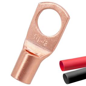 img 4 attached to 🔌 Hemei SC10-8 Copper Wire Lugs: 12PCS Heavy Duty Battery Lugs with Spy Hole and Heat Shrink Tubing