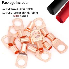 img 3 attached to 🔌 Hemei SC10-8 Copper Wire Lugs: 12PCS Heavy Duty Battery Lugs with Spy Hole and Heat Shrink Tubing