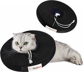 img 4 attached to 🐱 Adjustable Soft Cat Cone Collar for After Surgery Recovery – Sponge Neck Donut Elizabethan E-Cones for Cats and Kittens - High Resilience, Comfy and Waterproof - Lightweight (Black, Size M) from Myabyron