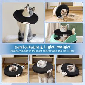 img 2 attached to 🐱 Adjustable Soft Cat Cone Collar for After Surgery Recovery – Sponge Neck Donut Elizabethan E-Cones for Cats and Kittens - High Resilience, Comfy and Waterproof - Lightweight (Black, Size M) from Myabyron