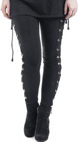 img 4 attached to Unleash Your Sensuality: Xxxiticat Women'S Black Satin Lace-Up Leggings For A Bold Fashion Statement