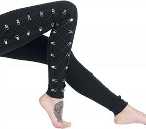 img 3 attached to Unleash Your Sensuality: Xxxiticat Women'S Black Satin Lace-Up Leggings For A Bold Fashion Statement