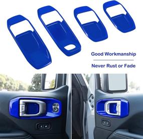 img 2 attached to 🚙 Jeep Wrangler JL JT 2018-2021 Interior Decoration Trim Kit - 21-Piece Set for 2&amp;4-Door Vehicles: Dashboard Panel Trim, Steering Wheel Trim, Roof Speaker Frame&amp;Reading Light Trim (Blue)