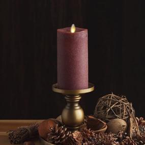 img 3 attached to Luminara Flameless LED Candle Pillar - Real Wax, Unscented, Remote Ready & Timer (3 X 6.5") - Chalky Raisin Finish