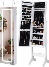 img 4 attached to Organize Your Jewelry In Style With YOKUKINA Mirror Jewelry Cabinet Armoire With Lights And Lockable Storage