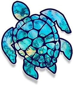 img 1 attached to 🐢 Vibrant Turtle Cyan Dream Vinyl Bumper Sticker Decal 5" - Add Colorful Style to Your Vehicle