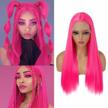 👩 stylish and versatile sarla hot pink lace front wig: synthetic 28 inch long silky straight hair wigs for black white women - heat resistant, glueless, and colorful! logo