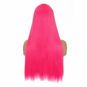 img 2 attached to 👩 Stylish and Versatile SARLA Hot Pink Lace Front Wig: Synthetic 28 Inch Long Silky Straight Hair Wigs for Black White Women - Heat Resistant, Glueless, and Colorful!