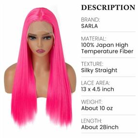 img 3 attached to 👩 Stylish and Versatile SARLA Hot Pink Lace Front Wig: Synthetic 28 Inch Long Silky Straight Hair Wigs for Black White Women - Heat Resistant, Glueless, and Colorful!