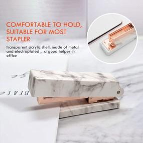 img 2 attached to Owfeel Desk Accessory Kits White Marble 6Pcs Acrylic Stapler & Tape Dispenser Set, Marble Rose Gold Desk Supply Kit As Halloween Chirismas Thanking Giving Gift For Friend Family Office Clerks Students