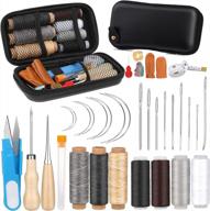 complete leather sewing kit: includes upholstery thread, large-eye needles, awl and thimble, perfect for diy leather craft and repair projects logo