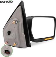 🔌 scitoo towing mirror for ford f-150 truck 2007-2014 | power heated mirror with amber turn signal, puddle light, manual folding | passenger side logo