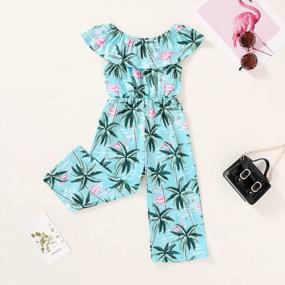 img 3 attached to Adorable Leaf Romper Jumpsuit For Girls: Perfect Hawaii Beach Outfit, Off-Shoulder, One-Piece, Summer Pants, Ideal For 2-7 Years Old