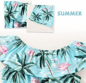 img 2 attached to Очаровательный комбинезон Leaf Romper для девочек: идеальный пляжный наряд на Гавайях, с открытыми плечами, цельный, летние штаны, идеально подходит для детей от 2 до 7 лет