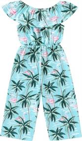 img 4 attached to Очаровательный комбинезон Leaf Romper для девочек: идеальный пляжный наряд на Гавайях, с открытыми плечами, цельный, летние штаны, идеально подходит для детей от 2 до 7 лет