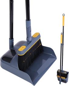 img 4 attached to 🧹 Home Broom and Dustpan Set, JEHONN Long Handle Lightweight 180° Rotating Broom Set for Indoor Use, Upright Standing Dustpan with Comb Teeth - Ideal Store Sweep Set for Room, Kitchen, Lobby, and Office