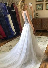 img 1 attached to Stunning Prom Dresses: Deep V Neck Sequins, Tulle And Lace Bridal Wedding Dress With High Split