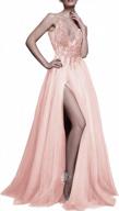 stunning prom dresses: deep v neck sequins, tulle and lace bridal wedding dress with high split logo