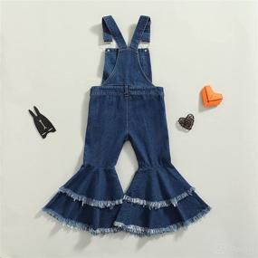 img 1 attached to 👖 Stylish Denim Overalls for Toddler Girls: Ripped Bell Bottoms Flare Jeans with Suspender Straps - Perfect Outfit for Your Little Fashionista!