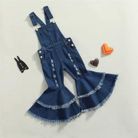 img 2 attached to 👖 Stylish Denim Overalls for Toddler Girls: Ripped Bell Bottoms Flare Jeans with Suspender Straps - Perfect Outfit for Your Little Fashionista!