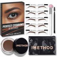 get perfect eyebrows in seconds with imethod eyebrow stamp and stencil kit - black brown, easy brow stamping trio, diy eyebrow kit логотип