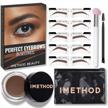 get perfect eyebrows in seconds with imethod eyebrow stamp and stencil kit - black brown, easy brow stamping trio, diy eyebrow kit logo