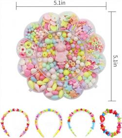 img 2 attached to JIGUOOR Beads For Kids Crafts Children Jewelry Making Kit DIY Bracelets Necklace Hairband And Rings Craft Kits Birthday For 4, 5, 6, 7 Year Old Little Girls