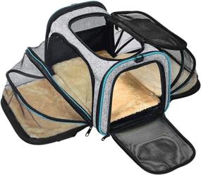img 4 attached to 🐾 Airline Approved Pet Carrier - Expandable Soft-Sided Dog Carrier with 3 Open Doors, Reflective Tapes, Easy Travel for Cats and Dogs