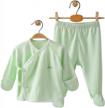 comfortable cobroo 100% cotton baby pajamas set - long sleeve kimono shirt and footed pants for newborn-6 months logo