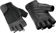 stay cool and protected with hugger mens affordable black leather fingerless summer gloves - ideal for motorcycle, choppers, driving, and police logo