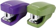 praxxispro mini staplers with built-in staple removers, staples 2 to 18 sheets, includes 2,000 staples. set of 2 (purple & greenery) logo