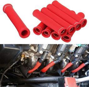 img 4 attached to 8pcs LS1/LS2 Spark Plug Wire Boots 🔥 Protector Sleeve Heat Shield Cover (Red) - 2500°