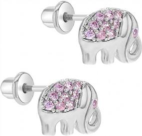 img 3 attached to 🐘 Rhodium Plated Pink Cubic Zirconia Elephant Earrings for Kids - Animal Lover Children's Unique Gift